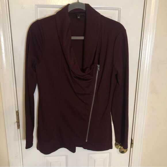 Cupio Women's Burgundy Full Zipper Long Sleeves Sweater Size Small - Picture 5 of 8